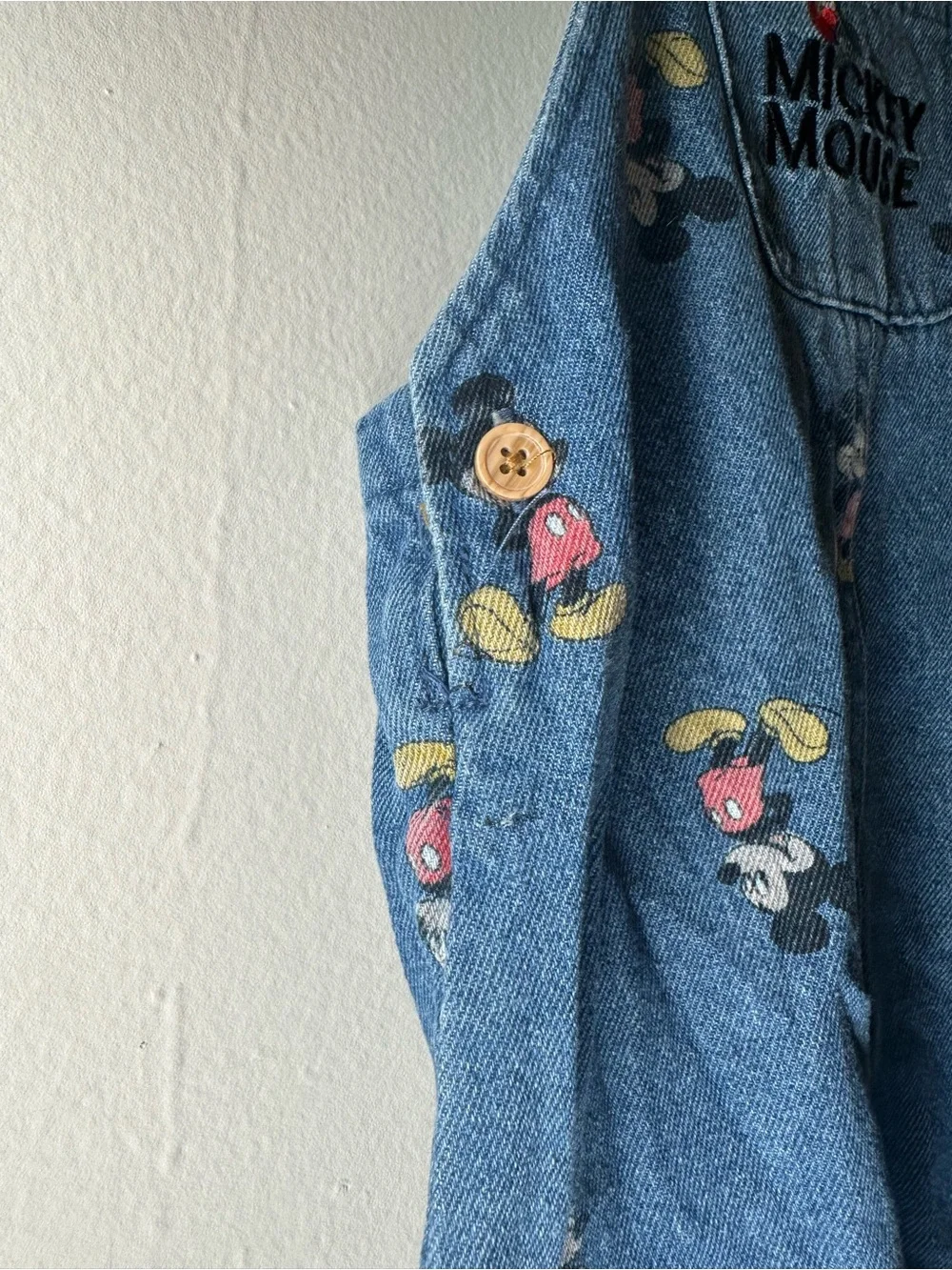 Disney Baby Mickey Mouse Denim Overalls 24M All Over Print Blue Jeans Toddler